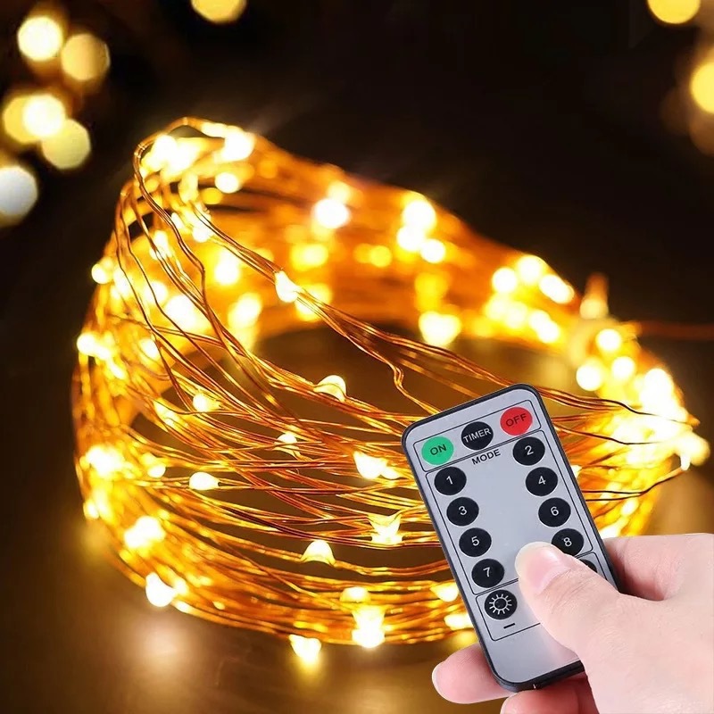 Remote control waterproof battery box copper line lights flickering…