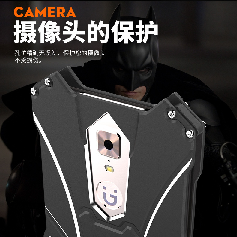 R-Just Batman Shockproof Aluminum Shell Metal Case with Custom Stent for Gionee M6s Plus