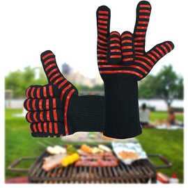 双面环保硅胶芳纶耐高温防火阻燃加长微波炉BBQ手套烤箱