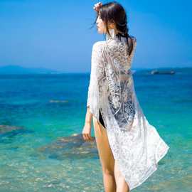 海边度假比基尼罩衫镂空沙滩防晒衣蕾丝开衫外搭泳衣外套女
