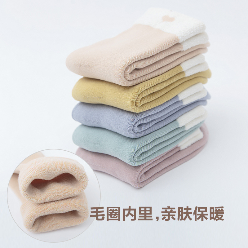 2017 invierno Cachemira boca suelta engrosada cálido maternidad confinamiento calcetines de algodón Terry forrado de lana calcetines de las mujeres