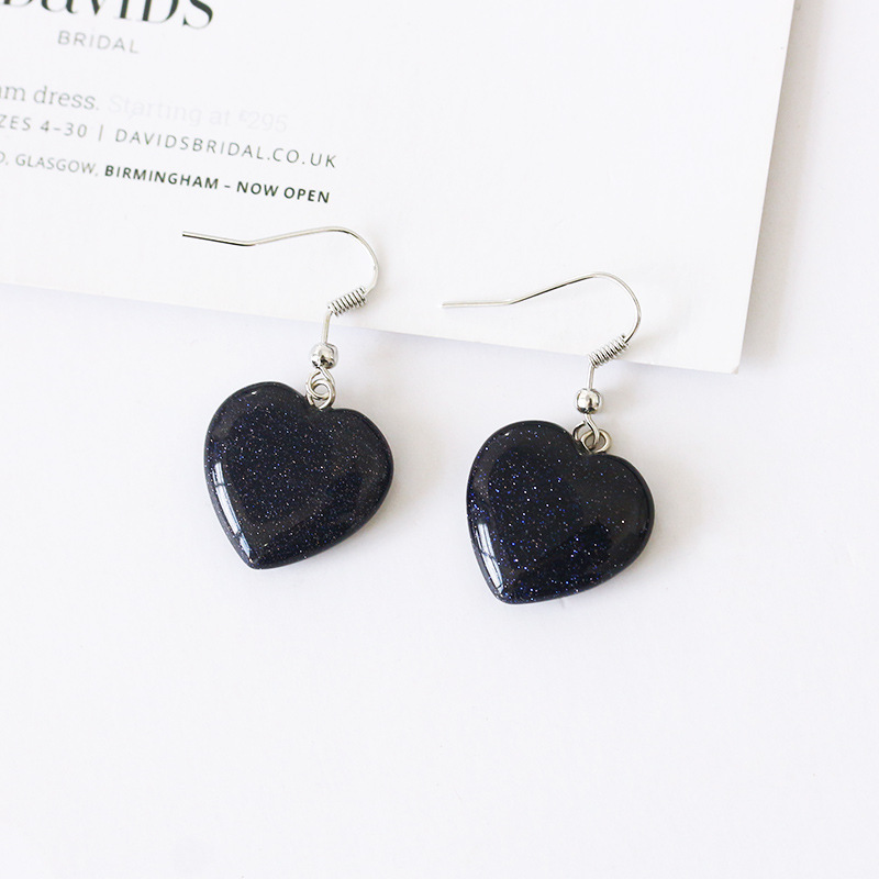 Hot Sale New Love Earrings Black Pink Peach Heart Heart Stud Earrings Wholesale display picture 4