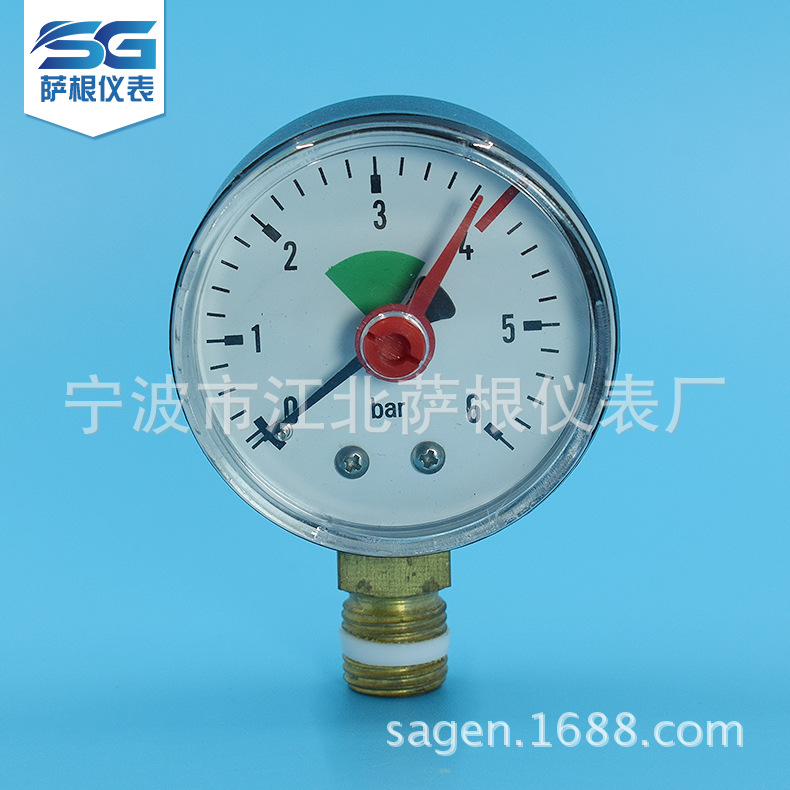 厂家设计定 制气压压力表 0~0.6Mpa 径向 塑料镜面 抗震压力表