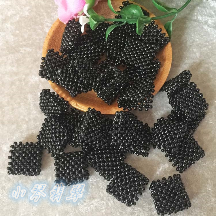 鱼线编织玻璃小珠编织方块流苏帽饰品网扣DIY配件厂家批发