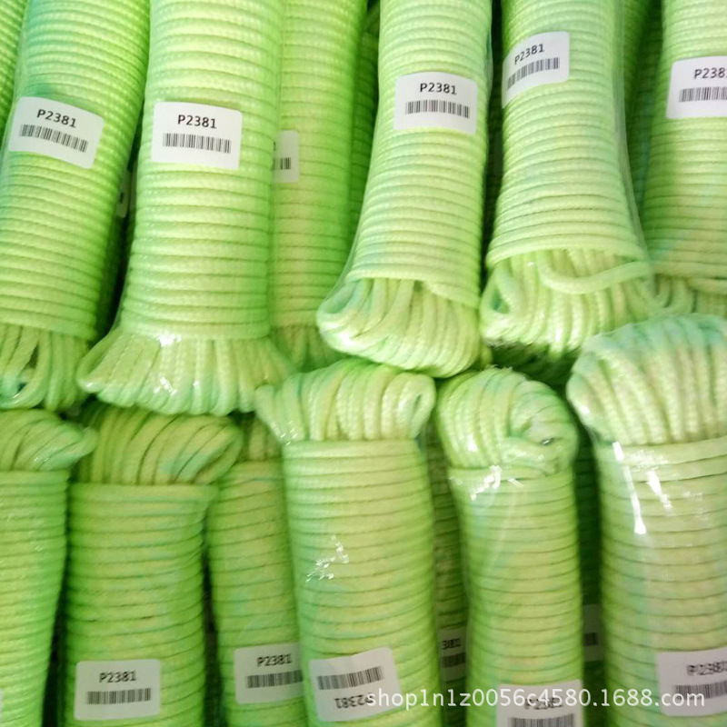 跨境 包芯夜光反光绳 6mm丙纶手链手环编织 户外帐篷绳  7芯伞绳