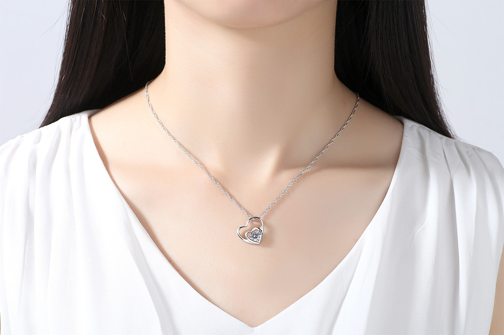 Elegant Lady Classic Style Heart Shape Alloy Plating Inlay Zircon Women's Pendant Necklace display picture 2