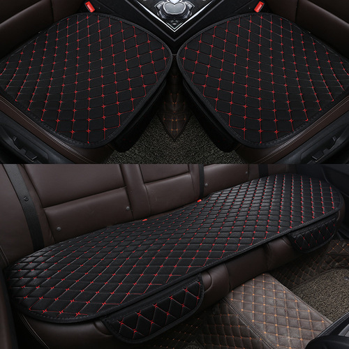 Non-slip strapless car seat cushion set of 3 - four seasons universal, no backrest, linen large diamond pattern