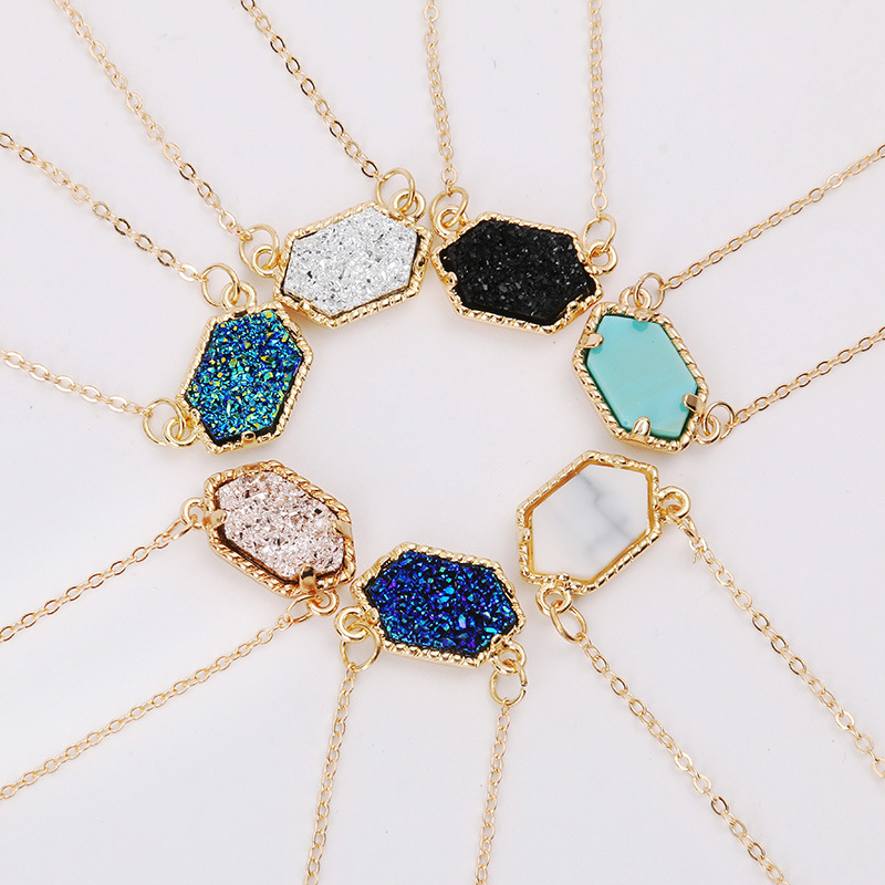 Fashion Simple Multicolor Crystal Cluster Turquoise Diamond Pendant Necklace display picture 31