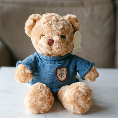 Suéter azul oso marrón