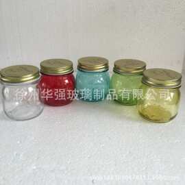 500ml带盖吸管梅森杯瓶480ml透明玻璃带把手杯16oz广告定制