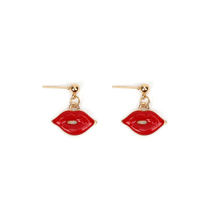 Hot-selling Jewelry Bracelet Earrings Necklace Set Creative Red Lips Necklace Set display picture 5