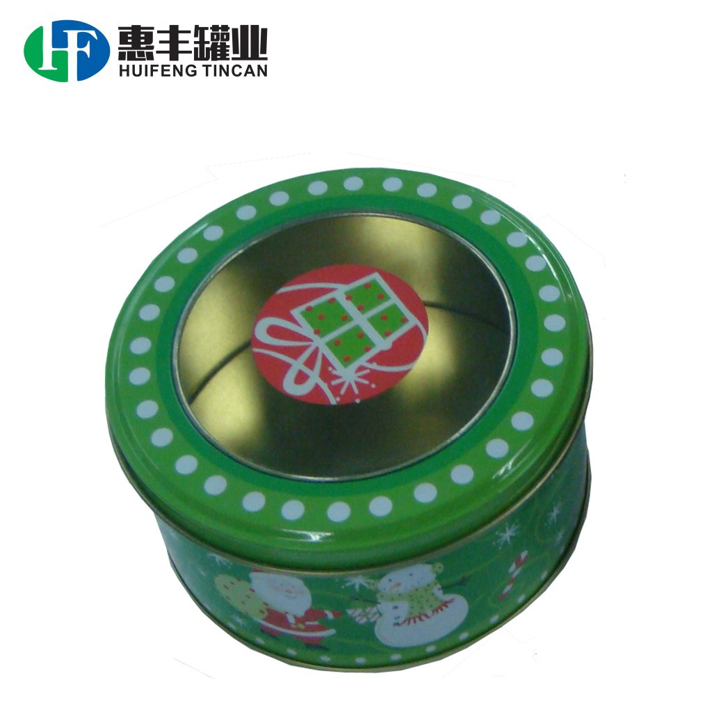 东莞市厂家马口铁圣诞礼品罐 开天窗圆铁罐 化妆饰铁盒 TIN BOX