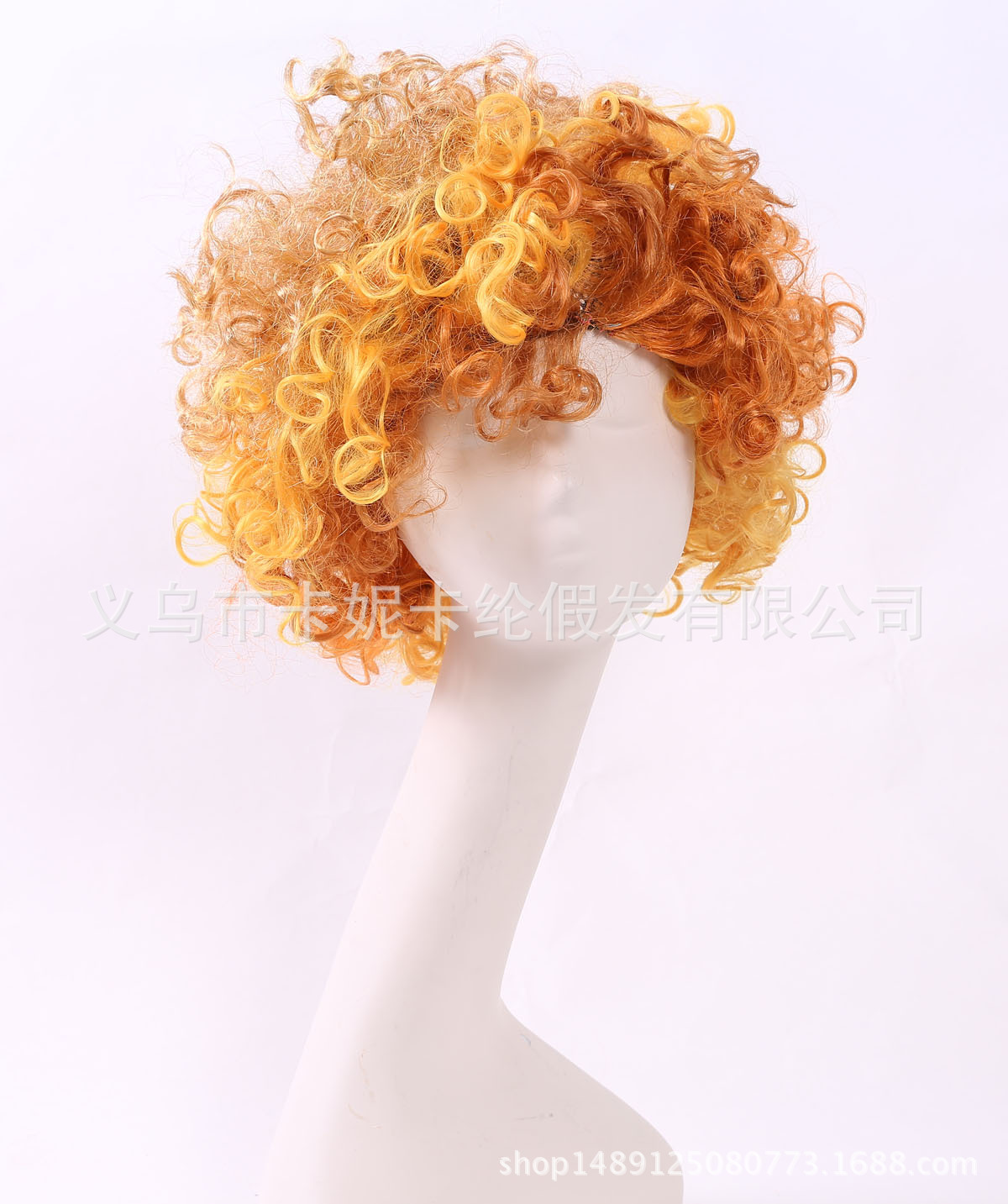 Nuevo amarillo rojo fan cabello de moda europea y americana rizos