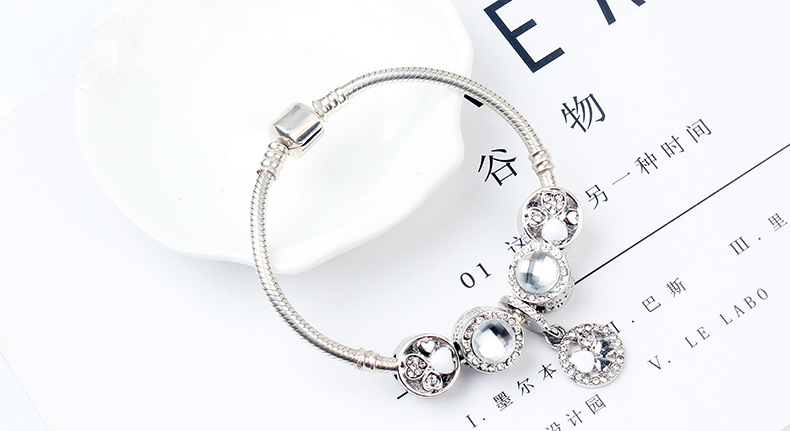 2020 Pandora Style Charms Silver Plated Bracelet Cat Eyes