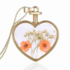 Golden glossy organic necklace heart shaped, pendant, lace dress, wholesale