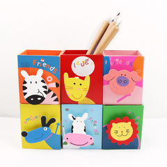 Creative stationery, small wholesale, wooden cartoon pen holder with memo clip/photo clip pen holder. Wholesale.