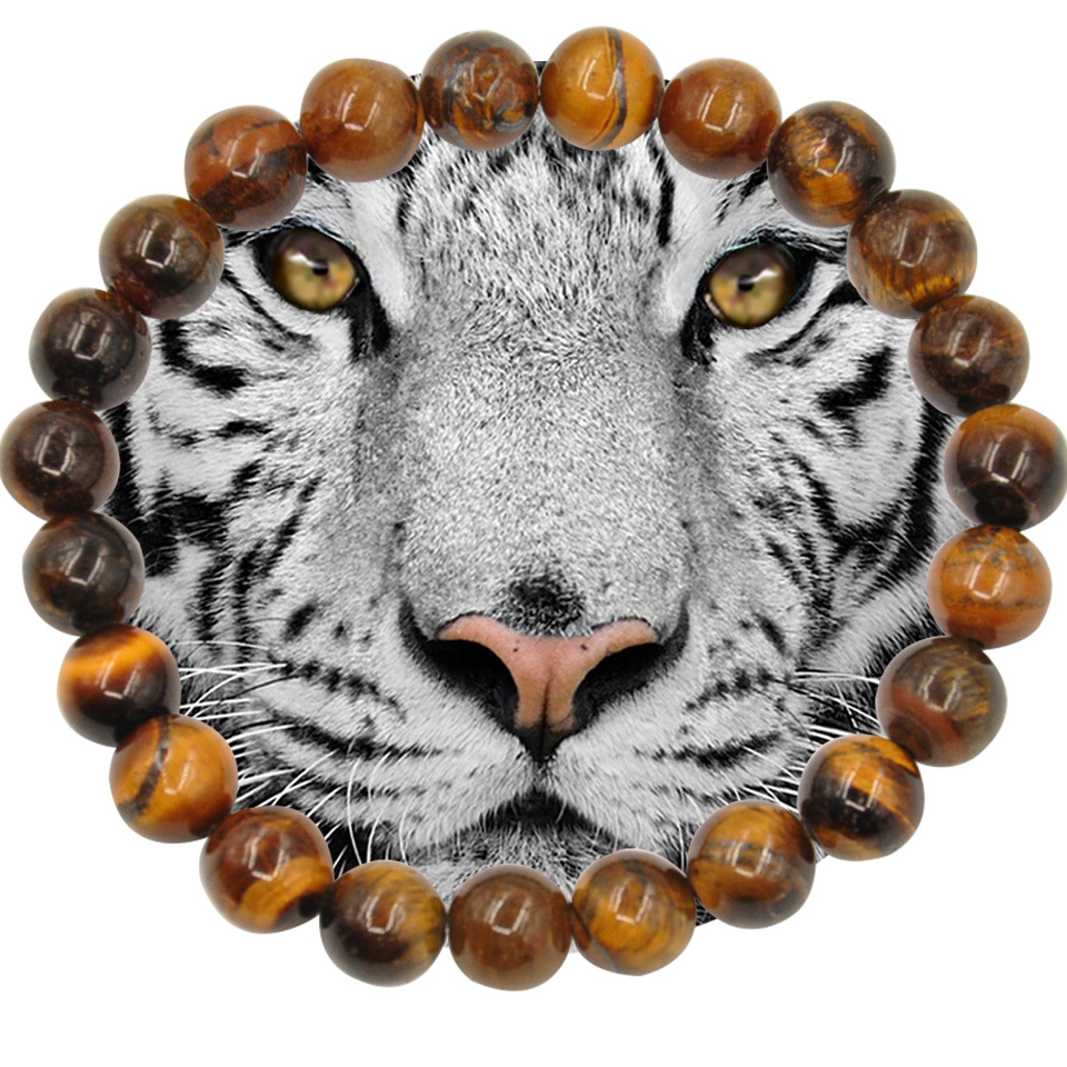 Naturvulkanstein Armband Weiß Türkis Jadeit Gelb Tigerauge Perlen Armband display picture 2