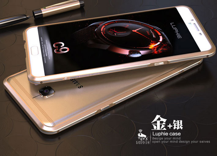 Luphie Bicolor Blade Sword Slim Light Aluminum Bumper Metal Shell Case for Samsung Galaxy C9 Pro