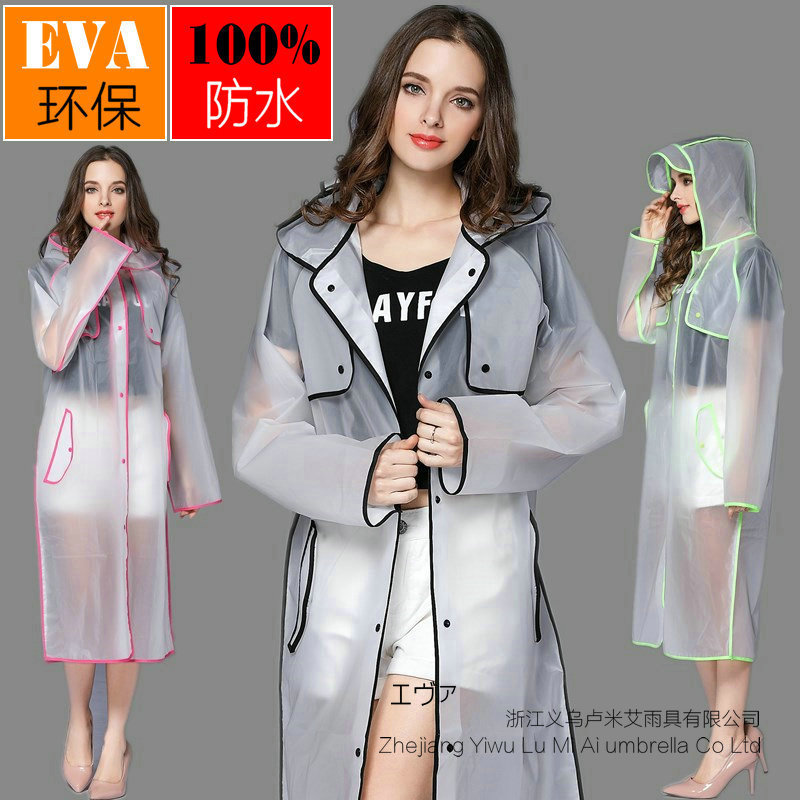 EVA Fashion Edge Transparent Long Sports Portable Poncho Women Adult Outdoor Men's Single Hiking Raincoat EVA Fashion Edge Transparent Long Sports Portable Poncho Women Adult Outdoor Men's Single Hiking Raincoat