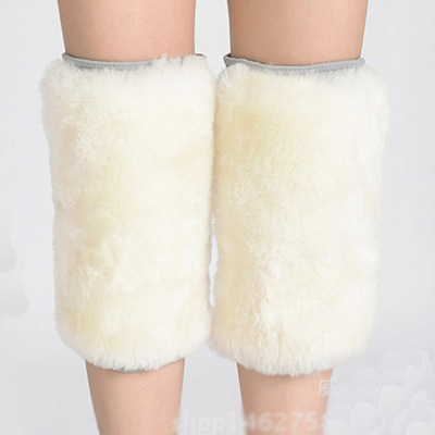 wool Knee pads Fur one Cold keep warm lady Old cold legs Autumn and winter Riding Gluing thickening Knee pads