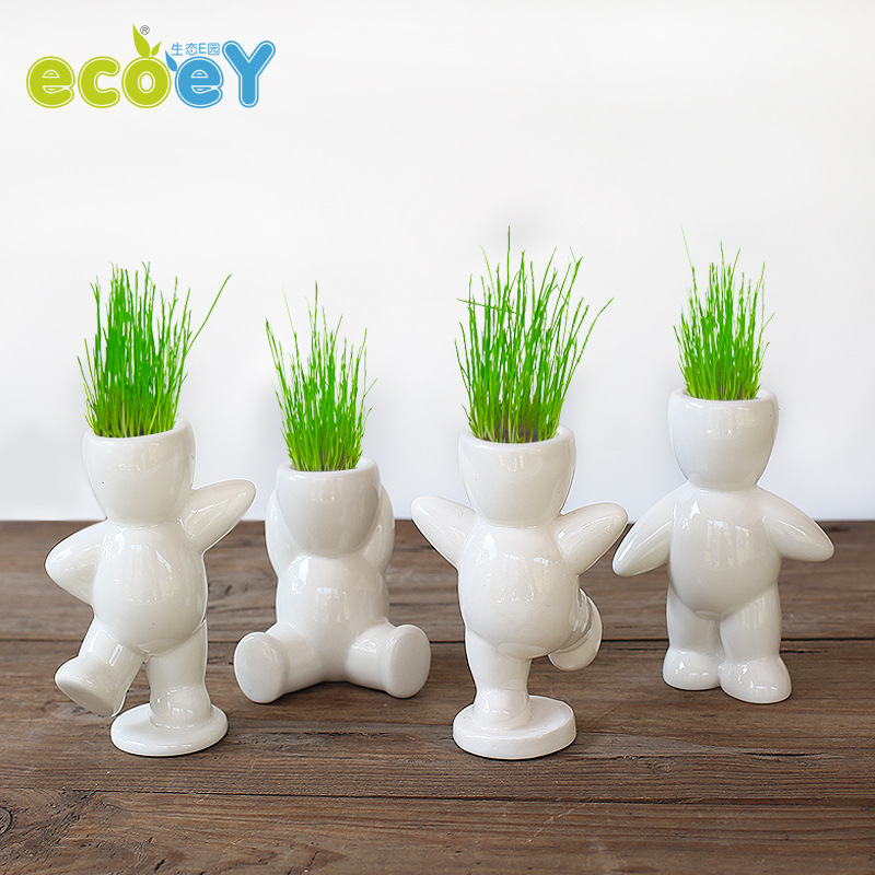 独特设计的ecoey工艺品礼品陶瓷，带动感的绿植陶瓷盆栽