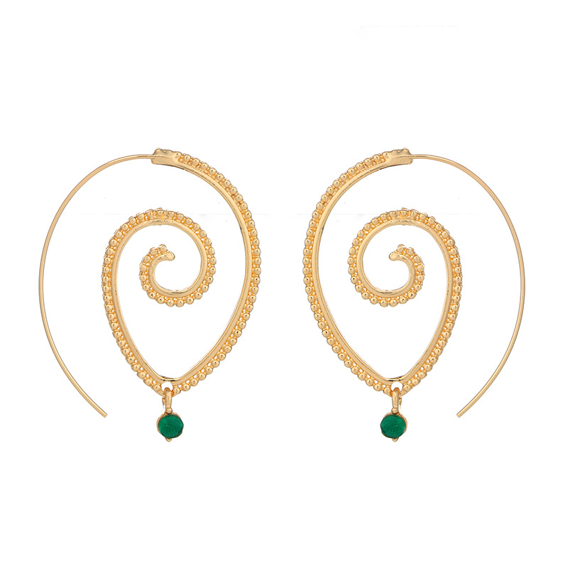 New Jewelry Trend Round Spiral Earrings Swirl Green Diamond Earrings Wholesale display picture 4