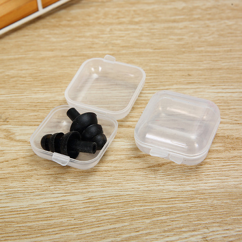 Manufacturer direct sale transparent small square box noise reduction earplug box cordless earplug storage box PP lid small glue box
