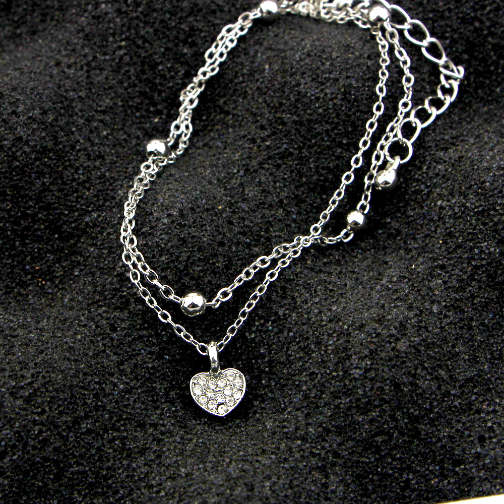 Fashion Jewelry Supply Wholesale Cute Peach Heart Love Double Anklet display picture 7