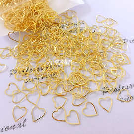 美甲工具指甲饰品镂空圆圈桃心爱心贴片合金金属圈框架批发