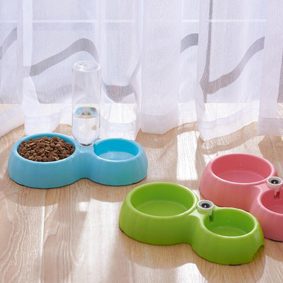 宠物碗 泰迪金毛吃喝两用狗碗狗盆 塑料南瓜型双碗狗狗食盆|ru