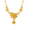 Golden necklace, brass chain for bride, 24 carat, flowered