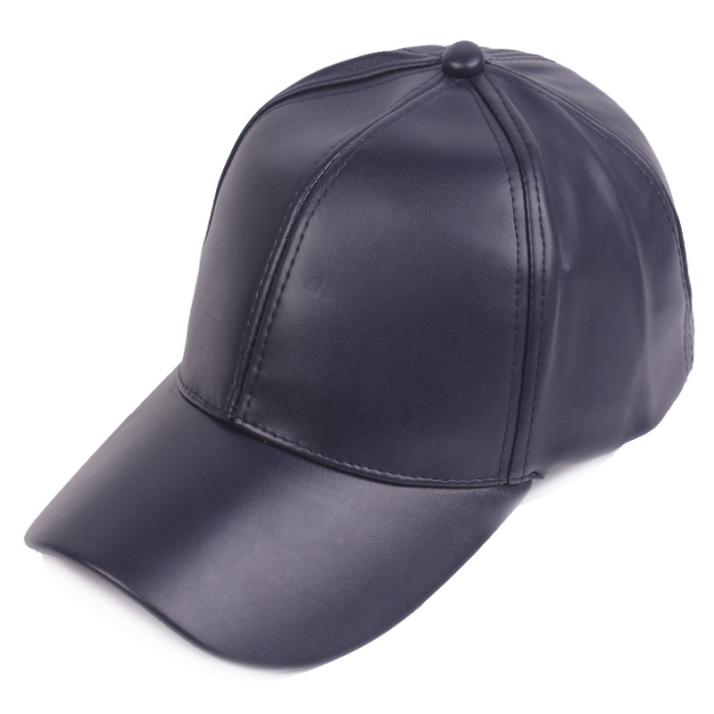 Leder Duckbill Cap Light Board Baseball Cap Herren und Damen Leder Cap Herbst PU Cap Monochrom Damen Modische und vielseitige Reise Cap_voghion.com