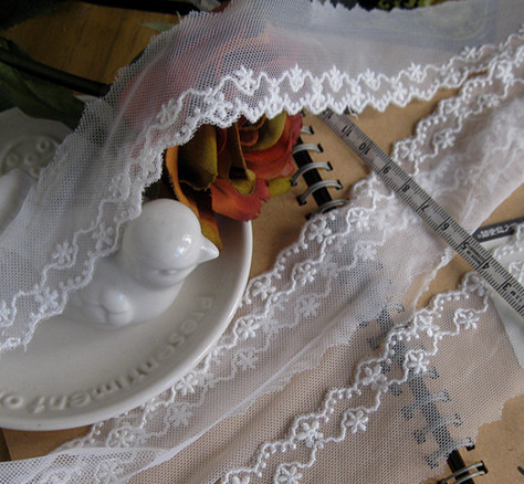 手工服装DIY辅料 日版棉网 人造丝 双弧点点小花花边