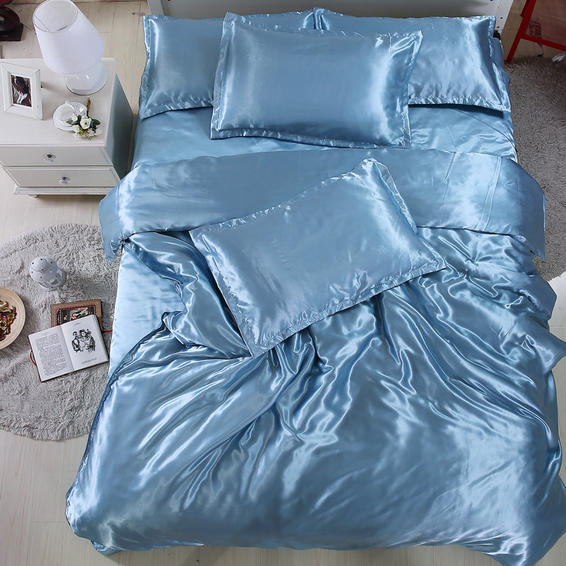 One ice silk four piece set sheet double Tencel bed sheet quilt cover