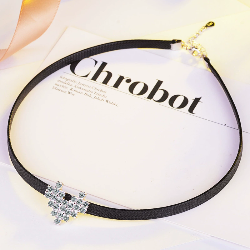 Nail sequins, zirconium heart shaped, choker, necklace, universal chain for key bag , jewelry, Japanese and Korean, Korean style