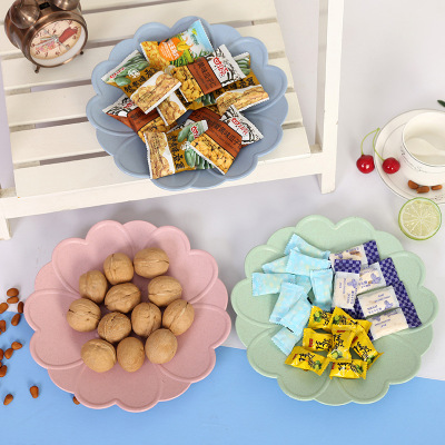 小麥稭稈水果盤創意現代客廳櫻花點心盤零食糖果盤幹果盤堅果盤