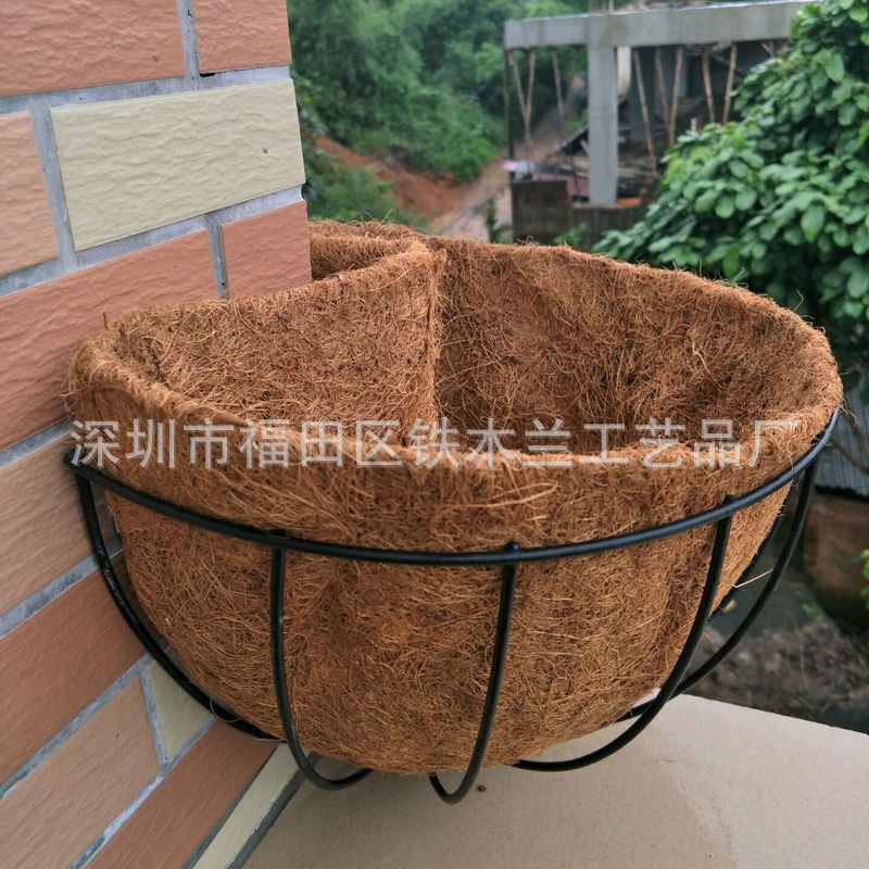 花盆铁艺网兜吊篮 阳台铁艺椰棕吊篮花盆 金属吊蓝花盆植物|ms