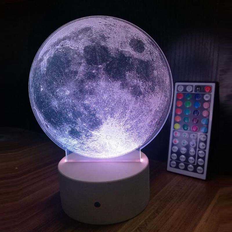 七夕情人节七彩遥控3D台灯土星  小夜灯 月球礼品装饰灯 礼品