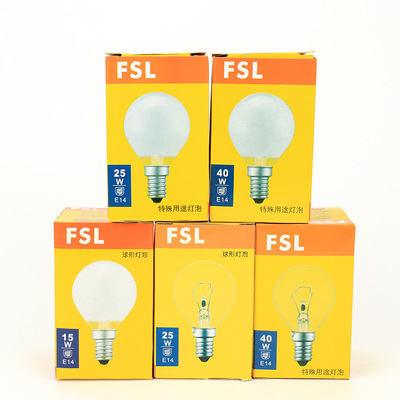 FSL Foshan Lighting Incandescent bulbs Table lamp Tungsten wire spherical bulb E14 Screw Scrub transparent 15W/25W40W