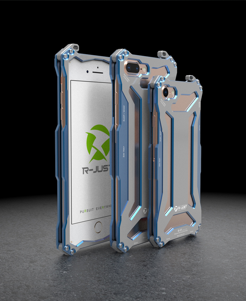 R-Just Gundam Aerospace Aluminum Contrast Color Shockproof Metal Shell Outdoor Protection Case for Apple iPhone 8 Plus & iPhone 8
