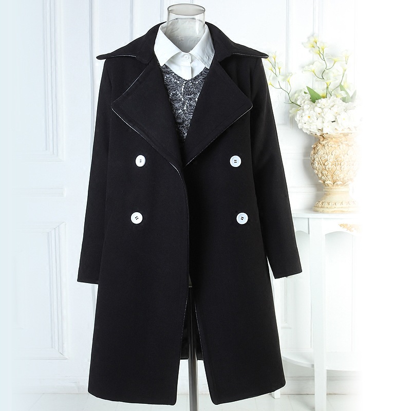 Autumn and winter new pattern black Woolen overcoat coat Easy have more cash than can be accounted for Cheap Manufactor Direct selling