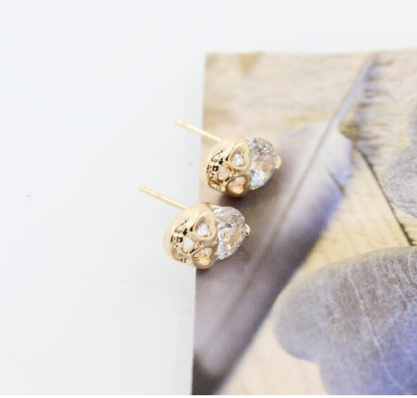 Ear Studs Classification 1 Pair Quantity Casual Occasion 1 Pair Halloween Hip-Hop Skull Plating Alloy Zircon Ear Studs