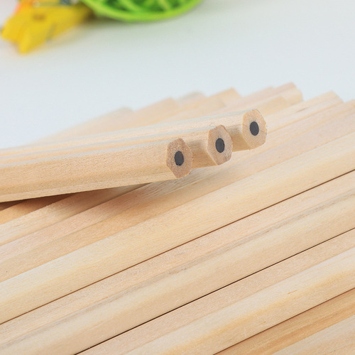 Factory direct sales log 2B pencil hexagonal white rod bulk triangle pencil log double cut pencil pencil wholesale