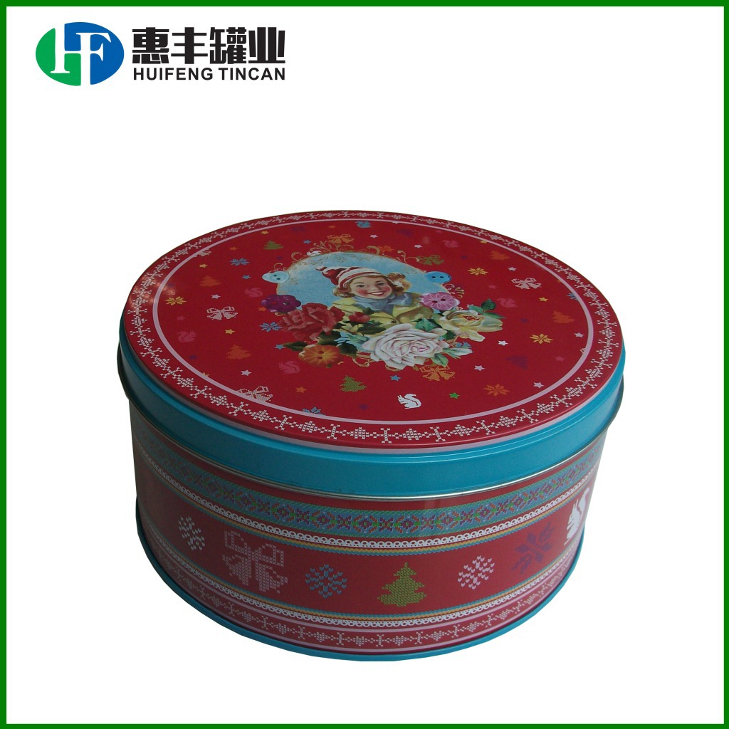 生产圆形圣诞收纳铁盒 礼品罐咖啡曲奇饼干罐义乌马口铁罐tin box