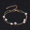 Fashionable beach ankle bracelet from pearl, ring, set, European style, simple and elegant design