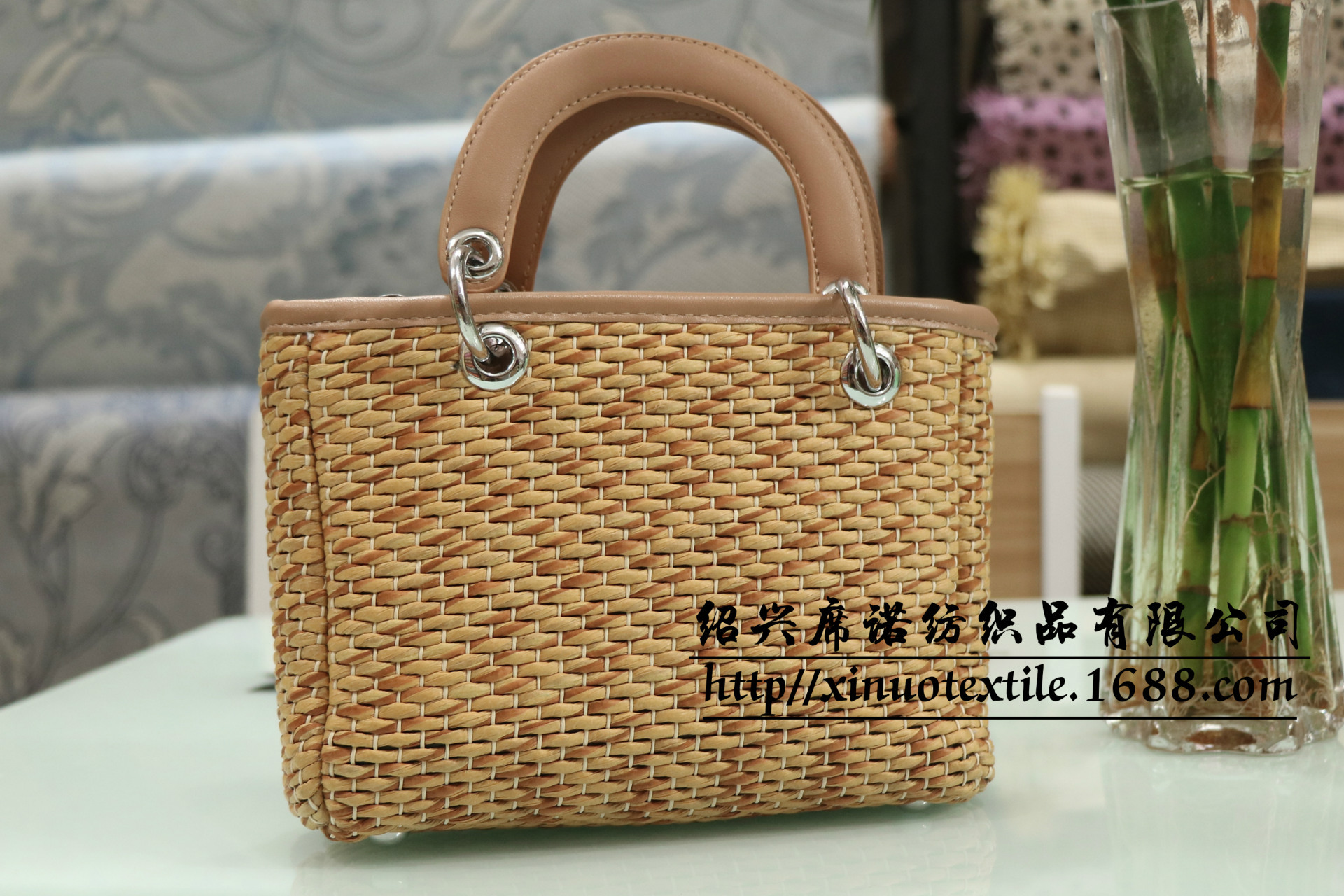 纸草编织草包箱包布料 工艺品包装手袋面料 环保草编布