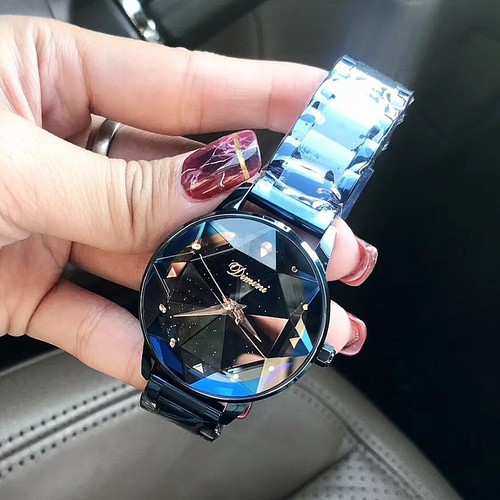 Timminy women's new style women's watch fashionable women's style trendy atmosphere starry sky purple steel belt women's watch