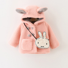 冬季小女童加厚毛毛衣外套小女孩韩版纯色开衫童棉衣一件代发576