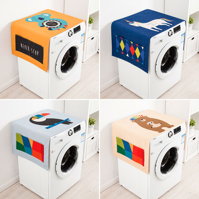 Cartoon fully automatic roller Washing machine dust cover Fabric art Single door Refrigerator cover household Table cloth universal Gabion