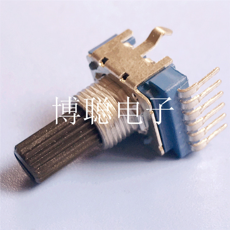 旋转碳膜双联电位器 单排六脚 带螺牙 塑胶柄 11型电位器